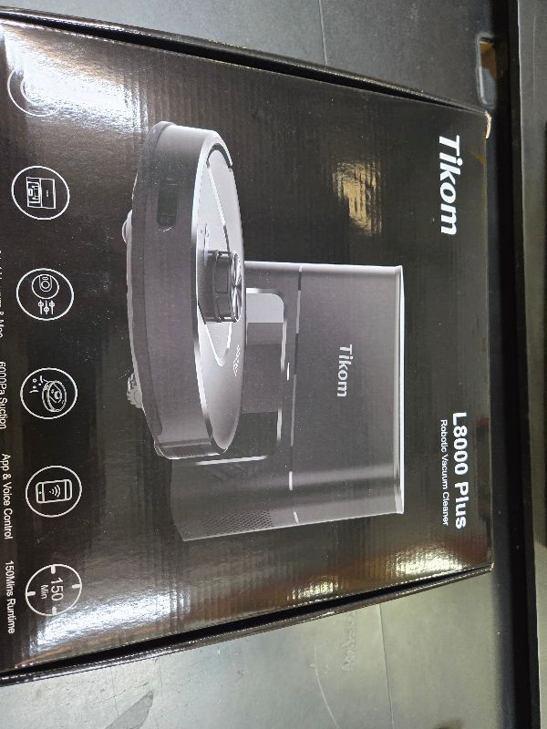 Photo 1 of Tikom Robot Vacuum and Mop, 6000Pa Robotic Vacuum Cleaner with Self-Emptying Base, 90 Days Capacity, LiDAR Navigation, Home Mapping, Ideal for Pet Hair, Hard Floors, Carpet (L8000 Plus)
