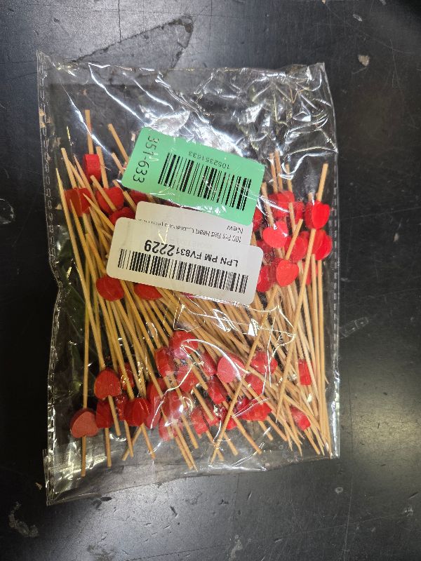 Photo 1 of 100 Pcs Red Heart Toothpicks, 4.72 Inch Heart Cocktail Picks for Appetizers, Long Bamboo Valentine Decorative Toothpicks Skewers for Valentines Day Wedding Birthday Party Decorations (Red Heart)