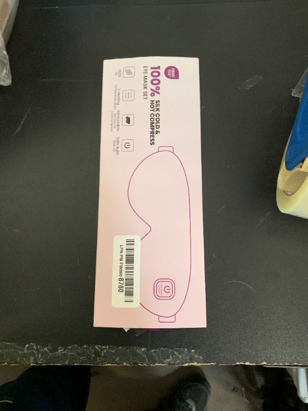 Photo 1 of 100% Silk Wireless Heated Eye Mask with Cooling - 3 Heat Settings, for Dry Eyes, Puffiness & Dark Circles - Adjustable, Washable, Travel-Friendly (Blue)