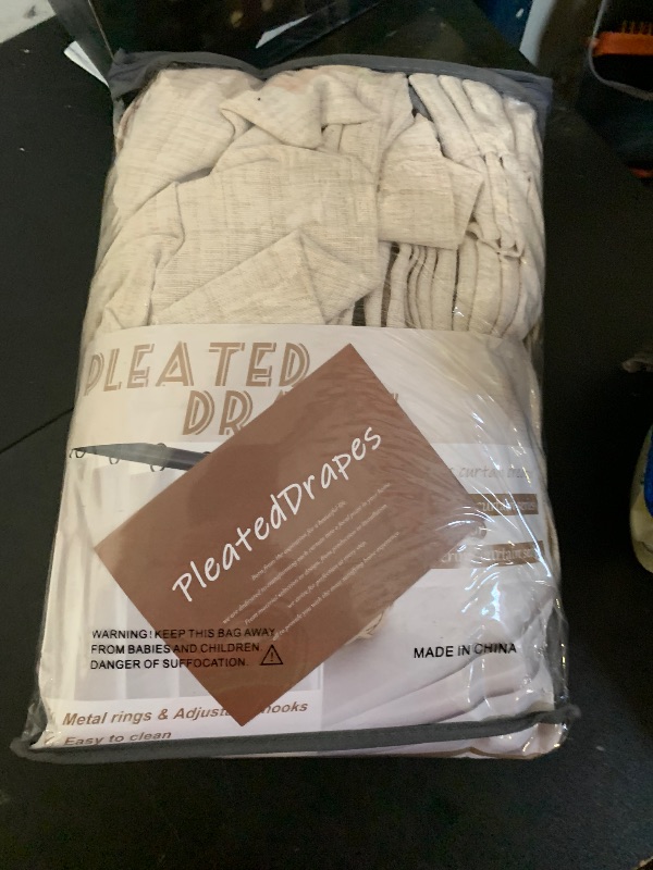 Photo 1 of Textured Drop Cloth Curtains 102 Inches Long 2 Panels Oatmeal Cream, Light Filtering Privacy Sheer Curtains That Let Light in Country Linen Blend Pleat Memory Shape Curtain with Hooks Bedroom Living