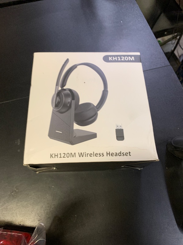 Photo 1 of (2025 Upgraded) Wireless Headset with Mic for Work, Bluetooth Headset with Noise Canceling Microphone with Dongle, Charging Base & Mic Mute, Wireless Headphones for Work from Home/PC/Computer