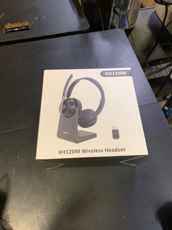 Photo 1 of (2025 Upgraded) Wireless Headset with Mic for Work, Bluetooth Headset with Noise Canceling Microphone with Dongle, Charging Base & Mic Mute, Wireless Headphones for Work from Home/PC/Computer