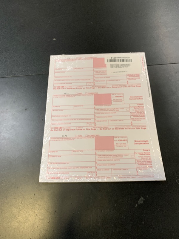 Photo 1 of 1099 NEC Forms 2025 4 Part Tax Forms Kit of Laser Forms, Compatible with QuickBooks and Accounting, 25 Pack, Software and Envelopes NOT Included, Made in The USA
