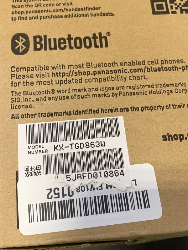 Photo 1 of Panasonic Cordless Phone with Answering Machine, Link2Cell Bluetooth Home Phones, Voice Assistant and Advanced Call Blocking, Expandable System with 3 Handsets - KX-TGD863W (White)