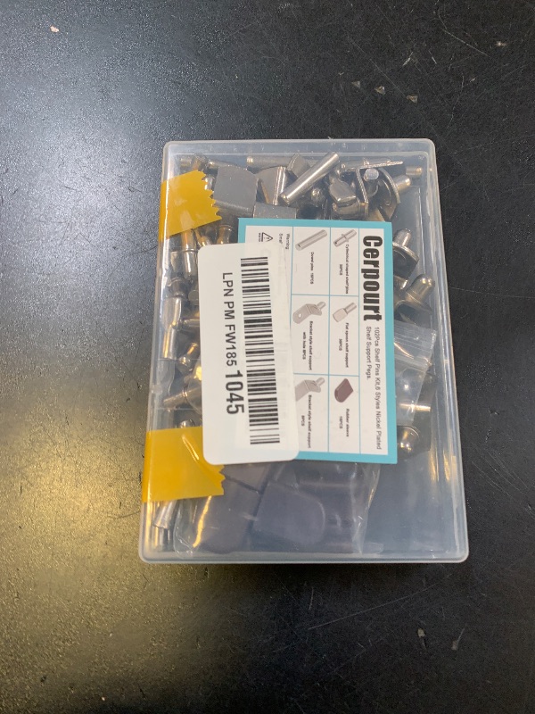 Photo 1 of 102Pcs Shelf Pins Pegs Kit,6 Styles Nickel Plated Shelf Support Pegs,Bookshelf Pegs for Shelves,L-Shaped Clips with Rubber Sleeve,Shelf Pins Holders for Furniture Glass Corner & Closet(5mm & 1/4inch)