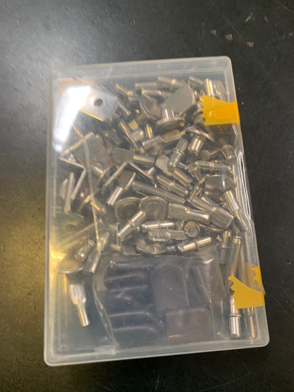 Photo 1 of 102Pcs Shelf Pins Pegs Kit,6 Styles Nickel Plated Shelf Support Pegs,Bookshelf Pegs for Shelves,L-Shaped Clips with Rubber Sleeve,Shelf Pins Holders for Furniture Glass Corner & Closet(5mm & 1/4inch)