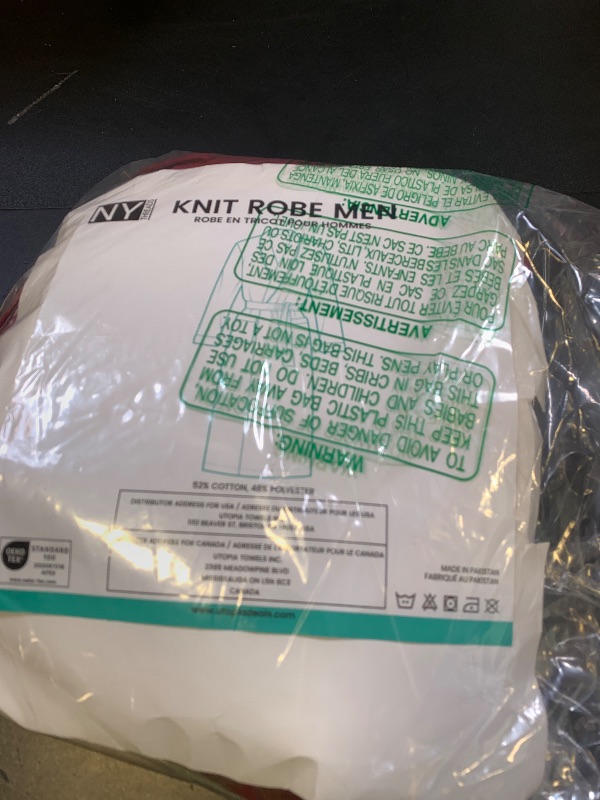 Photo 1 of NY Threads Men's Robe Cotton Blend Knit Bathrobe, Large, Wine