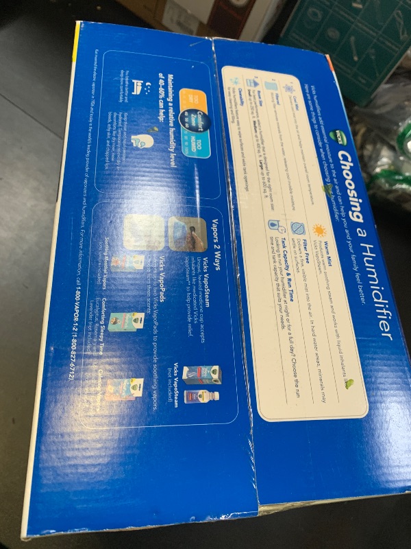 Photo 1 of Vicks Warm Steam Vaporizer & Humidifier 1.5 Gallon Tank for Small and Medium Rooms, Night Light, Works with VapoPads and VapoSteam