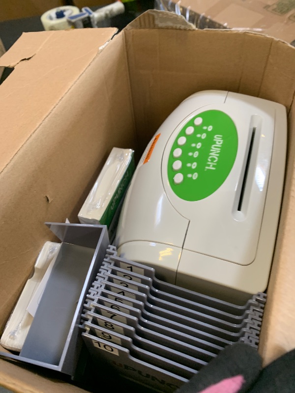 Photo 1 of uPunch HN1500 Starter Time Clock Bundle for Small Business: Employee Punch Clock System with 100 Time Cards, Card Rack, and Ribbon