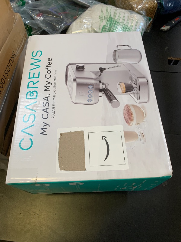 Photo 1 of CASABREWS 3700 Essential Espresso Machine 20 Bar, Stainless Steel Cappuccino & Latte Machine with Steam Frother for Home, 43.9oz Water Tank, Coffee Gift for Women & Men, Silver