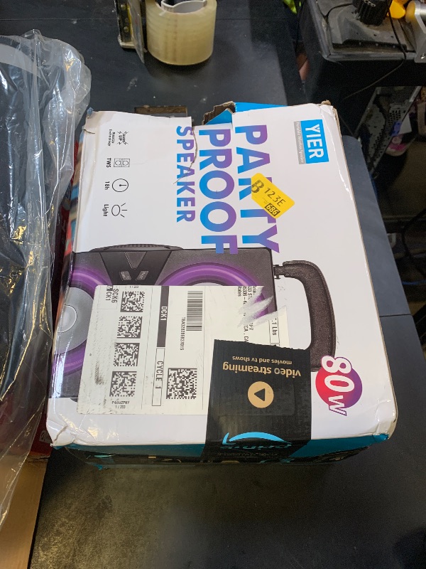 Photo 1 of YIER Bluetooth Speakers, Wireless TWS Portable Speaker with Lights,100dB Loud Subwoofer 80w(Peak) Stereo Sound, Bassup Technology, Long Playtime for Outdoor Party