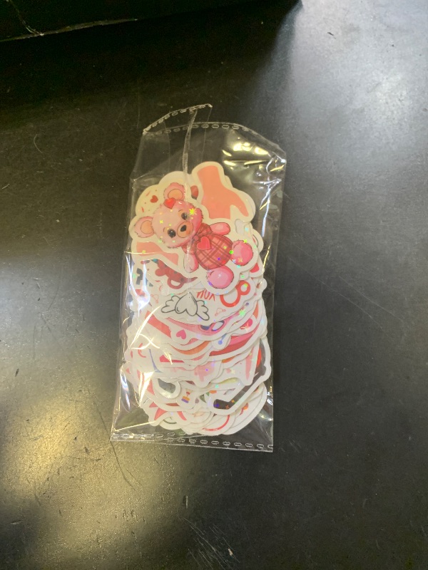 Photo 1 of 100Pcs Valentines Stickers for Kids, Holographic Heart Stickers Bulk for Valentines Day Gifts for Kids Classroom School Exchange,Thickened Backing Vinyl Decals, Party Favors, Goodie Bags Decorations