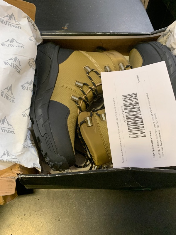 Photo 1 of NORTIV 8 Men's Wide Winter Boots Grip on Snow Ice Insulated Waterproof Lightweight Comfortable Hiking Outdoor Boots,Size 10W,Light Taupe,SNSB25006M-W