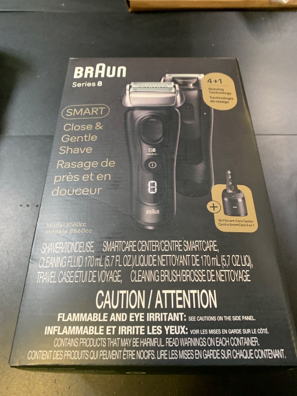 Photo 1 of Braun Series 8 8560cc Electric Razor for Men, 4+1 Shaving Elements & Precision Long Hair Trimmer, 5in1 SmartCare Center, Close & Gentle Even on Dense Beards, Wet & Dry Electric Razor, 60min Runtime