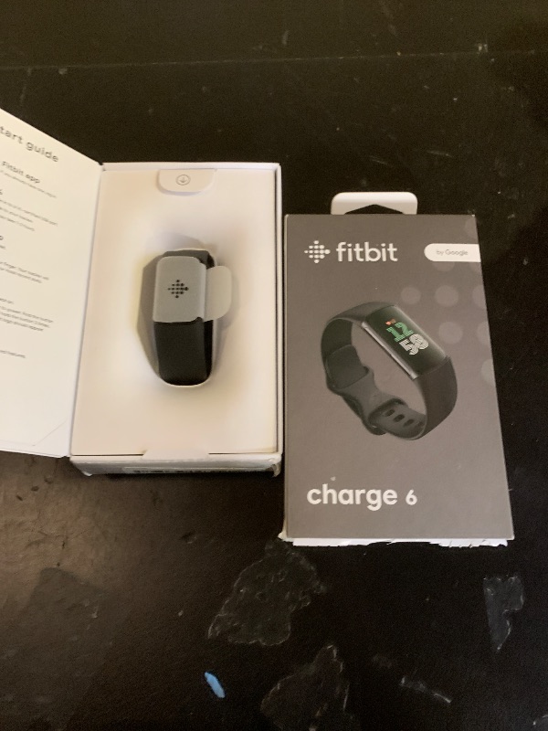 Photo 1 of Fitbit Charge 6 Fitness Tracker with Google apps, Heart Rate on Exercise Equipment, 6-Months Premium Membership Included, GPS, Health Tools and More, Obsidian/Black, One Size (S & L Bands Included)