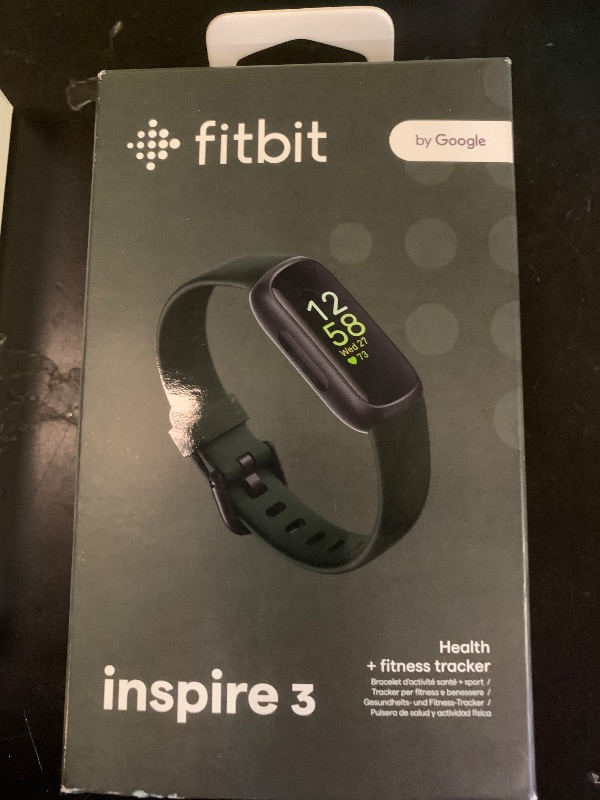 Photo 1 of Fitbit Inspire 3 Health &-Fitness-Tracker with Stress Management, Workout Intensity, Sleep Tracking, 24/7 Heart Rate and more, Midnight Zen/Black One Size (S & L Bands Included)