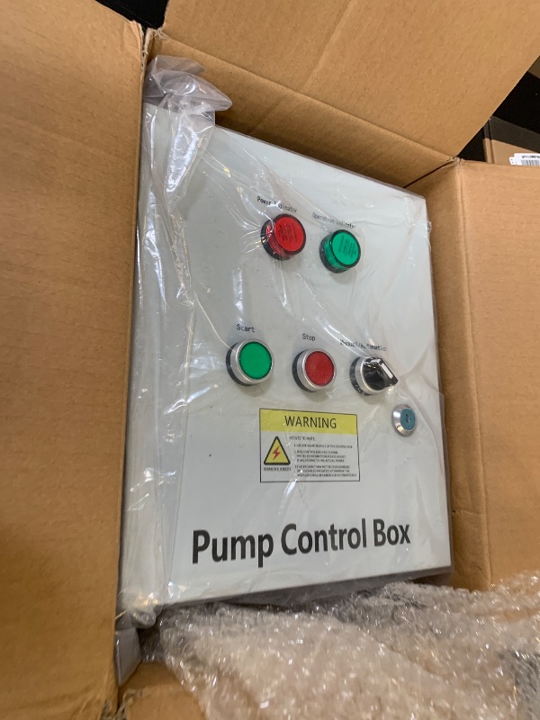 Photo 1 of 5 HP Well Pump Control Box, 220V 17A Three-Phase, with AC Contactor, Safe & Reliable for Submersible Well Pump, Manual/Automatic Dual Operating Modes, Start/Stop Device with Float Switch