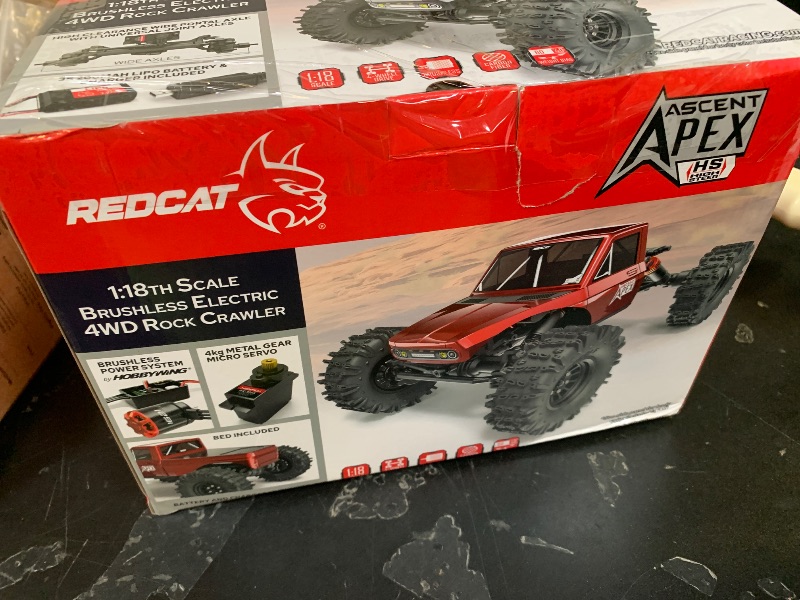 Photo 1 of Redcat Racing Ascent-18 APEX, 1/18 Scale Brushless Electric Rock Crawler, Carbon Fiber, 4WD RC Car for Adults with 2.4GHz Radio System (Red)