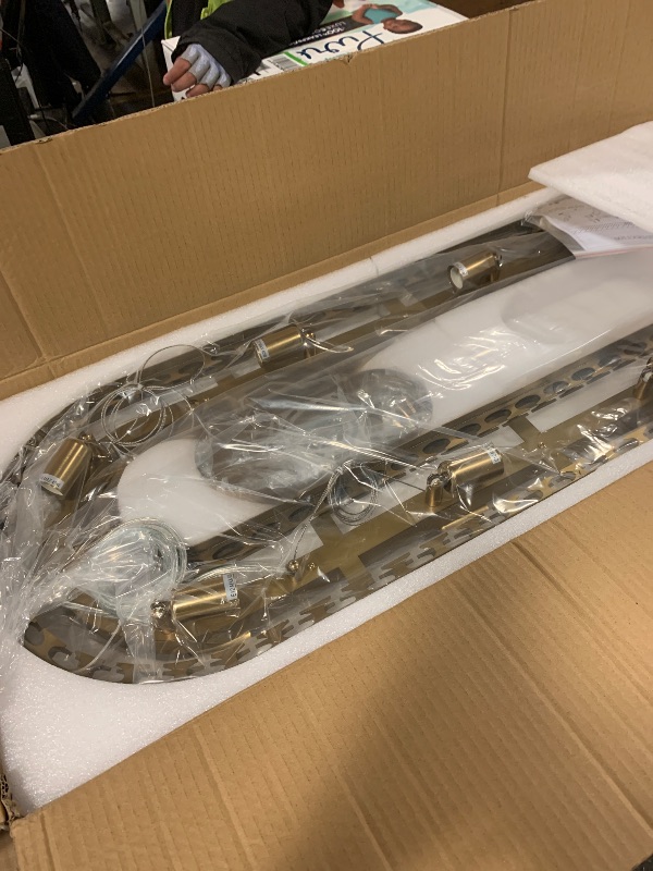 Photo 1 of VLHUD Luxury Modern Crystal Chandelier, L40'' Dining Room Chandelier Over Table, 16 Lights Rectangle Oval Flush Mount Pendant Light Gold Dining Room Light Fixture, for Kitchen Island & Living Room