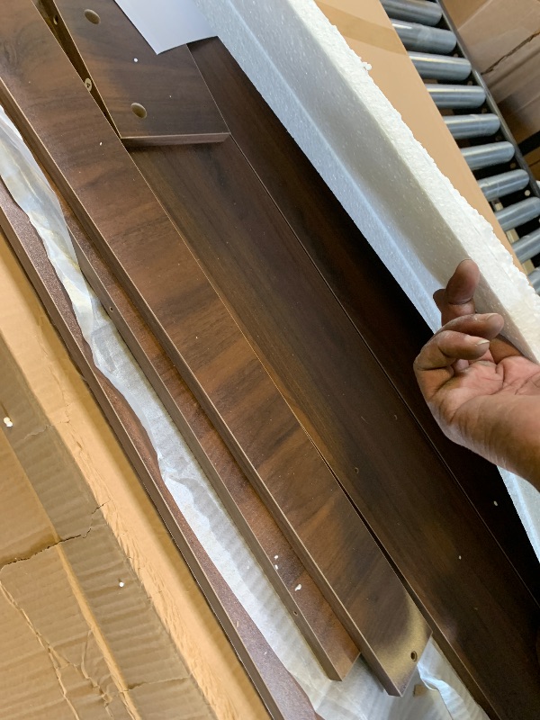 Photo 1 of Corbyles 2-Tier Washer Dryer Countertop with 2.75" H Edge Rails, 58" W x 28" D Laundry Countertop for Folding Clothes, Washer and Dryer Topper with Non-Slip Pad (Dark Walnut)