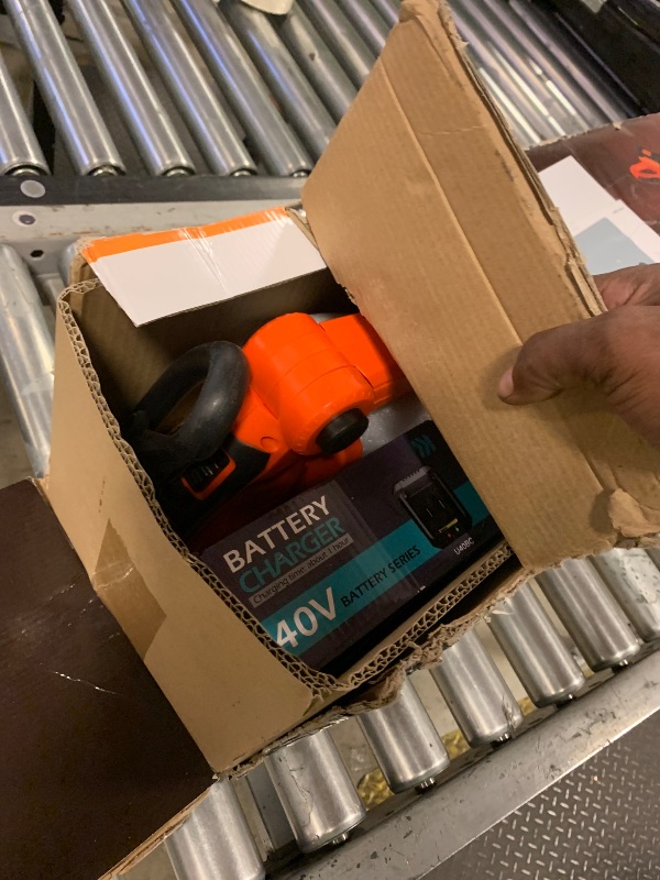 Photo 1 of Ukoke Cordless Tiller Cultivator 40V 2.0 A Battery 280 max RPM Powered Tiller Cultivator, w/24 Steel Blade Cultivate Max Tilling 5'' deep Path by 7.8'' Wide, Orange, CT1940