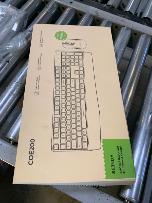 Photo 1 of seenda Wireless Bluetooth Keyboard and Mouse Combo, COE200 Ergonomic Wireless Keyboard Mouse with Wrist Rest, Multi-Device Connection, Full-Size Compatible for Computer/Laptop/Mac/MacBook, White