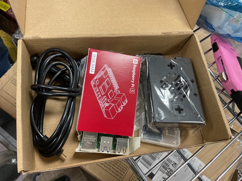 Photo 1 of Vesonn Raspberry Pi 5 16GB Starter Kit with Raspberry Pi 5 Board(16GB RAM),64GB Card Readers Kit,GaN 27W 5.1V 5A Power Supply,ABS Protective case,Active Cooler,4K Micro HD Out Cable,Driver,Manual