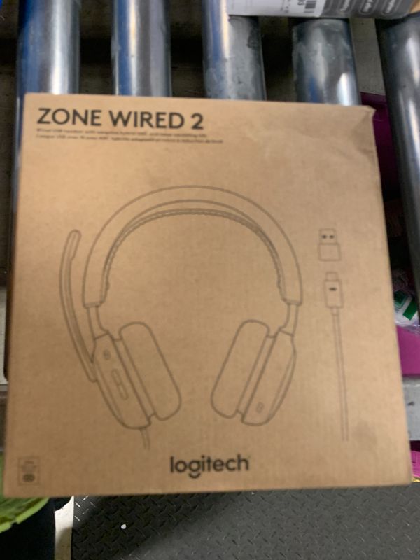 Photo 1 of Logitech Zone Wired 2 - Noise-Canceling Headset with Adaptive Hybrid ANC, USB-C with USB-A Adapter - Black