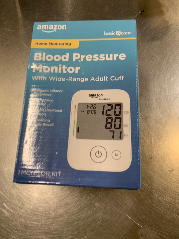 Photo 1 of Amazon Basic Care Blood Pressure Monitor, Wide Range Arm Cuff with Intelligent Inflation Technology, Large (Previously Healthwise)