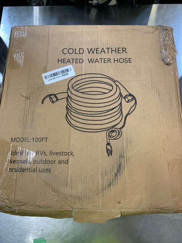 Photo 1 of JDZKOMKE 100FT Heated RV Water Hose - Freeze Protection Down to -45°F, Heavy-Duty PVC & Brass Fittings, 1/2" ID Lead-Free Hose for Camping/Poultry Farms (100FT)