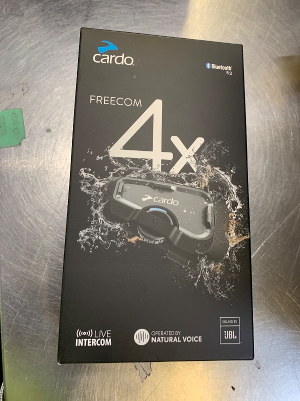 Photo 1 of Cardo Systems FREECOM 4X Motorcycle 4-Way Helmet Bluetooth Communication System Headset Intercom, Universal Bluetooth Connectivity, Waterproof, 40mm Speakers - Single Pack