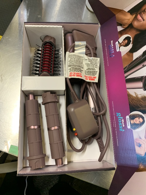 Photo 1 of Shark FlexFusion Hair Straightener & Powerful Hair Dryer with Fusion Hair Brush, Ceramic Air Styler with Auto-Wrap Curlers & Concentrator, Ceramic Plates, Cosmic Blush HD641S