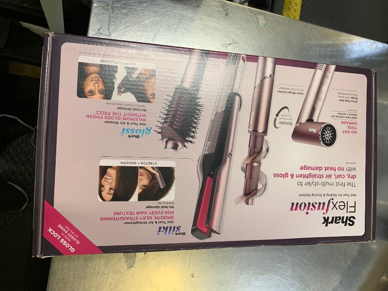 Photo 1 of Shark FlexFusion Hair Straightener & Powerful Hair Dryer with Fusion Hair Brush, Ceramic Air Styler with Auto-Wrap Curlers & Concentrator, Ceramic Plates, Cosmic Blush HD641S