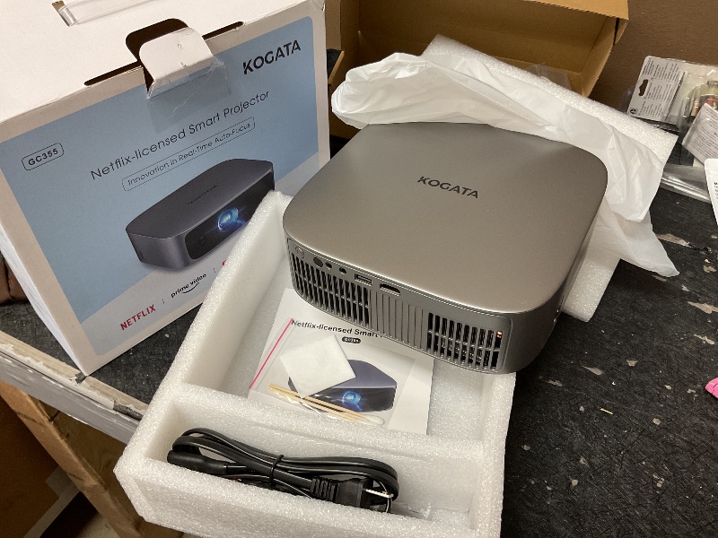 Photo 1 of [Short Throw/Built in Apps] Projector 4K with WiFi and Bluetooth, 2000ANSI TOF Auto Focus Keystone Smart Projector for Dolby Audio Home Theater Movie, Kogata Outdoor Projector Portable Ceiling Gray