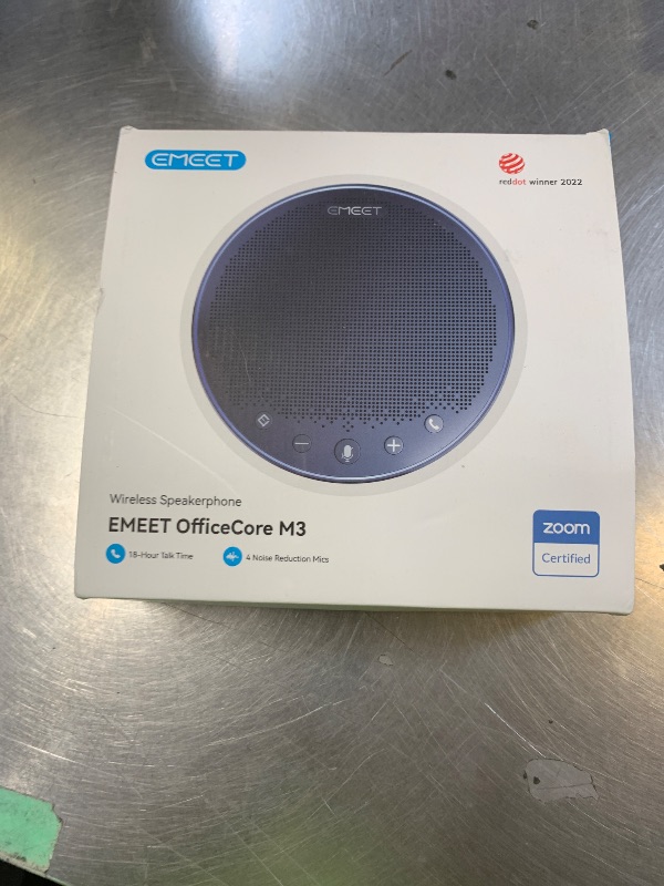 Photo 1 of EMEET M3 Conference Speaker and Microphone, Zoom Certified Bluetooth Speakerphone with 4 AI Mics 360° Voice Pickup, 18H Talk Time, USB 2.0&Bluetooth 5.0 with Daisy Chain for 20 People for Zoom Teams