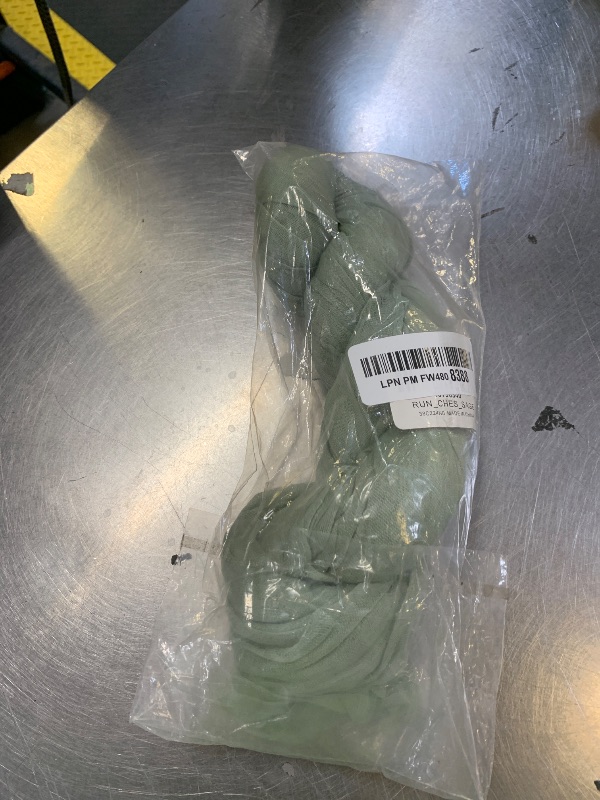 Photo 1 of 1 Pack Cheesecloth Table Runner, 35x120 Inch Boho Gauze Sage Green Table Runner, 10Ft Sage Green Cheese Cloth Table Runners for Wedding Baby Shower Party Bridal Decor