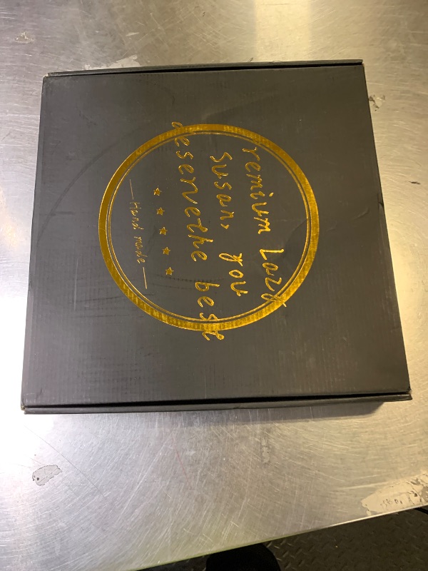 Photo 1 of 13" Gold Lazy Susan for Table Top, Oak Wood Lazy Susan Turntable Organizer for Dining Coffee Table Centerpiece Bar Decor Kitchen Countertop Bathroom Vanity Decorative Tray for Perfume Jewelry Round