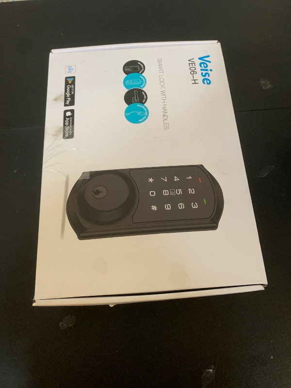 Photo 1 of Veise VE06-H Smart Front Door Lock Set, App Control, Keyless Entry Deadbolt with Lever Handle, Electronic Digital Touchscreen Keypad, Auto Lock, Easy Install, Matte Black