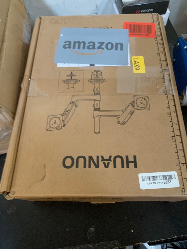 Photo 1 of HUANUO 17-32 Inch Dual Monitor Stand, NITROGLIDE™ Dual Monitor Mount, Monitor Stand 2 Monitors, Ergonomic Adjustable Tilt/Swivel/Rotate, Weight Max 19.8 lbs, VESA 75/100mm