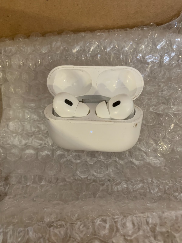 Photo 1 of Apple AirPods Pro (2nd Generation) Wireless Ear Buds with USB-C Charging, Up to 2X More Active Noise Cancelling Bluetooth Headphones, Transparency Mode, Adaptive, Personalized Spatial Audio, White
