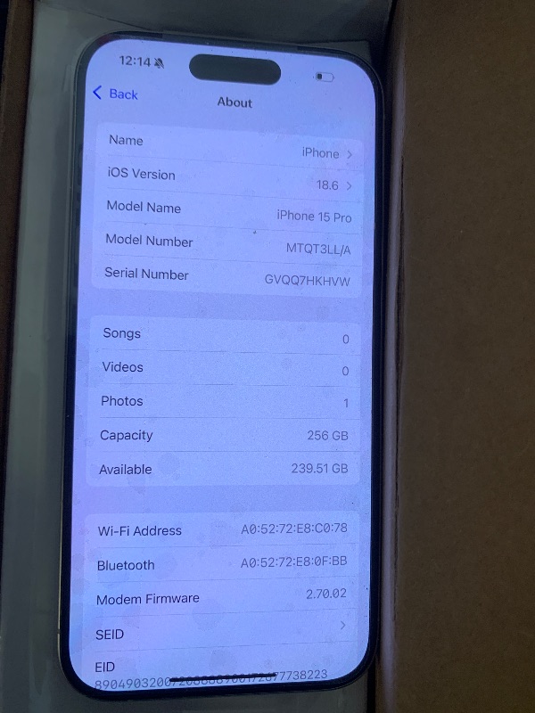 Photo 1 of Apple iPhone 15 Pro, 256GB, White Titanium - Unlocked (Renewed)