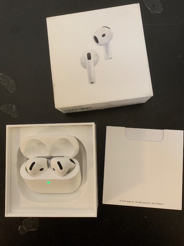 Photo 1 of Apple AirPods 4 Wireless Earbuds, Bluetooth Headphones, with Active Noise Cancellation, Adaptive, Transparency Mode, Personalized Spatial Audio, USB-C Charging Case, Wireless Charging, H2 Chip