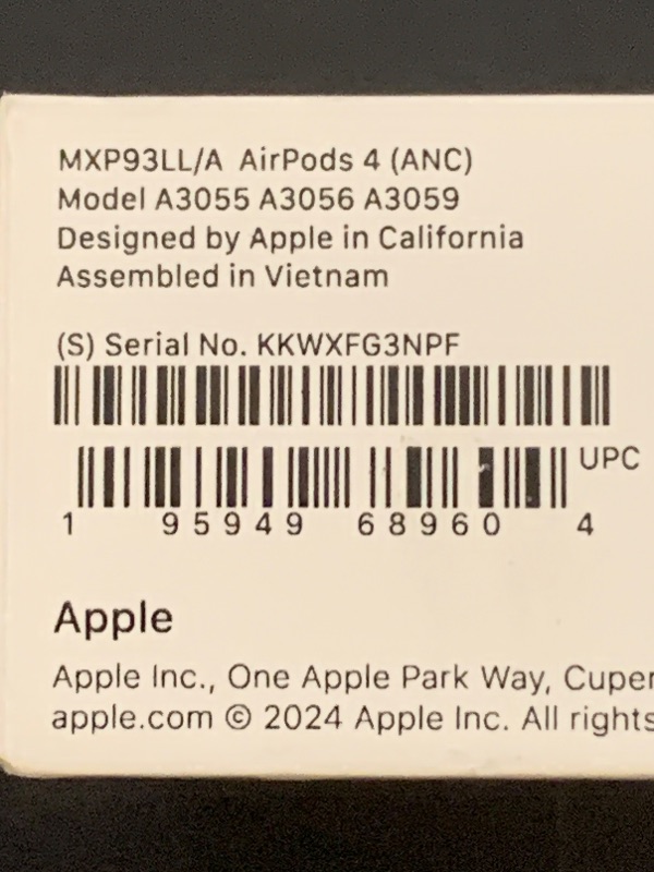 Photo 1 of Apple AirPods 4 Wireless Earbuds, Bluetooth Headphones, with Active Noise Cancellation, Adaptive, Transparency Mode, Personalized Spatial Audio, USB-C Charging Case, Wireless Charging, H2 Chip