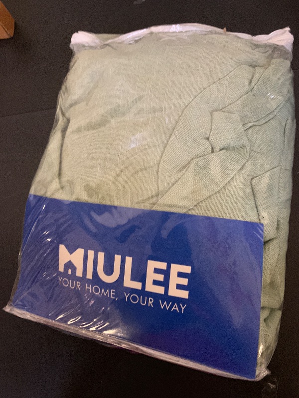 Photo 1 of MIULEE Sage Green Linen Curtains 84 Inch Length 2 Panels Set for Bedroom Living Room, Soft Thick Linen Textured Window Drapes Semi Sheer Light Filtering Grommet Top Burlap Look Farmhouse Decor