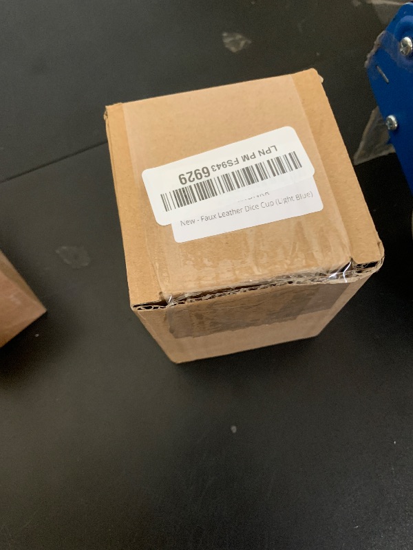 Photo 1 of Leather Dice Cup for Board Games, Light Blue Felt Lining