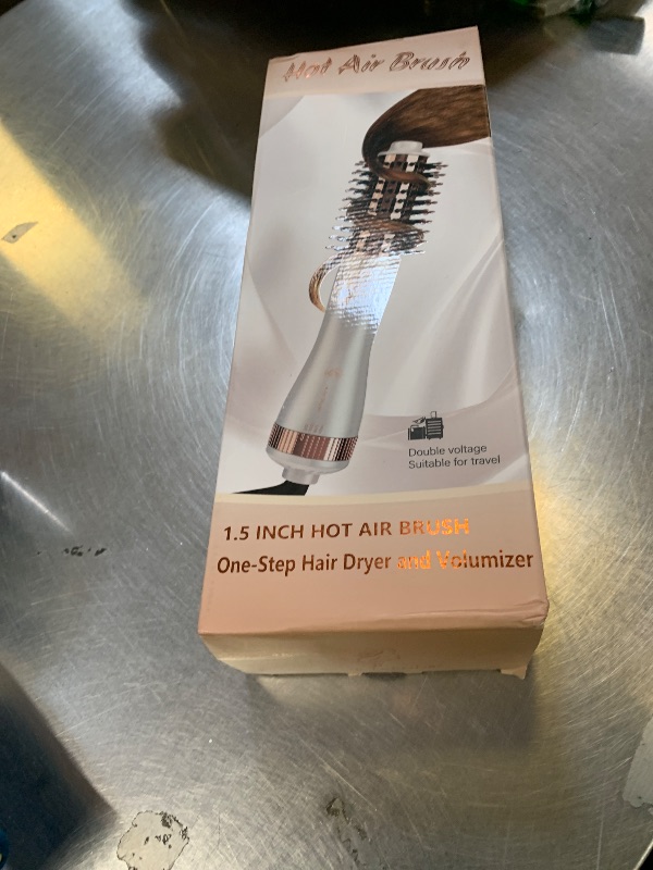 Photo 1 of 1.5 Inch Barrel (2.8’’ Plus Bristles) Dual Voltage(110~250V) Round Brush Blow Dryer, Hair Dryer Brush with European Plug Adapter, 4-in-1 Negative Ionic One Step Volumizer Dryer