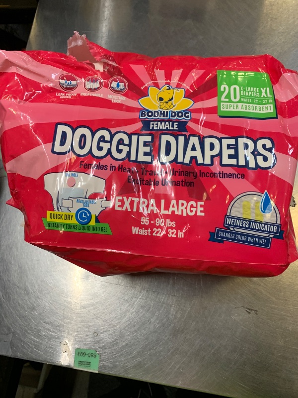 Photo 1 of Bodhi Dog Disposable Female Dog Diapers - Super Absorbent Dog Diapers for Female Heat Cycle - Adjustable Fit Pee Wraps for Potty Training, Moisture Control & Wetness Indicator - Extra Large (20 Count)