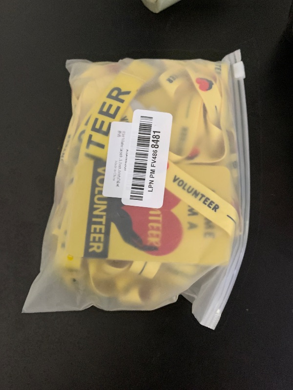 Photo 1 of 10 Sets Volunteer Lanyards with Badges PVC Plastic Card Pass Love Volunteer Name Tags for Music Party, Fundraising, School, Church, Events, Activity(Yellow)