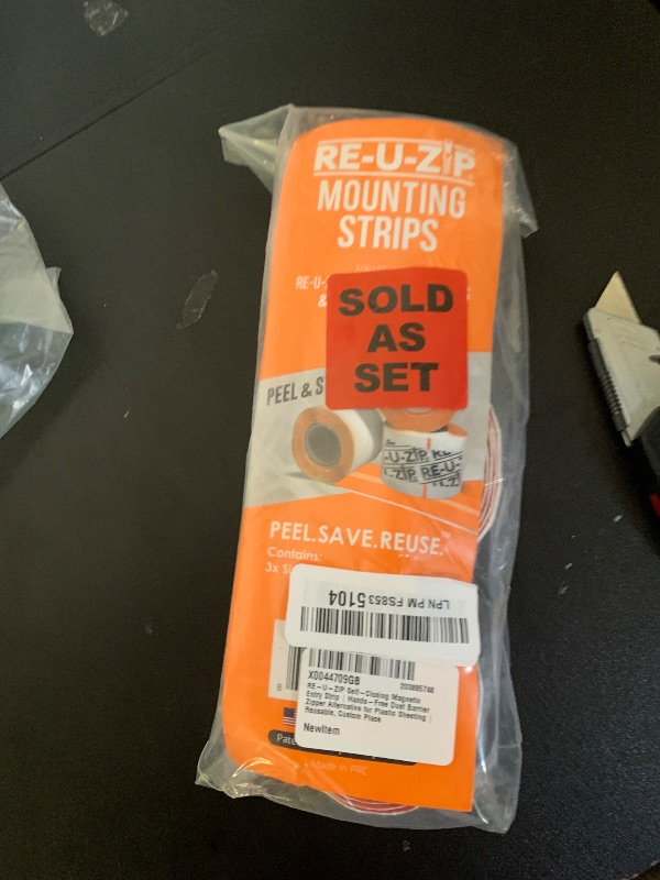 Photo 1 of RE-U-ZIP® Self-Closing Magnetic Entry Strip | Hands-Free Dust Barrier Zipper Alternative for Plastic Sheeting | Reusable, Custom Placement & Works Under Negative Air | 3-Pack