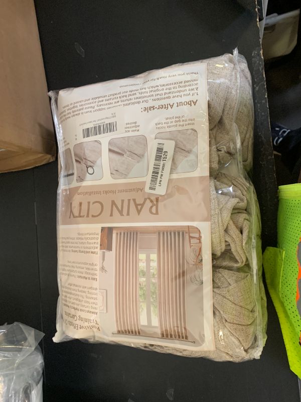 Photo 1 of Beige Sheer Curtains 120 Inches Long with Pinch Pleat,Back Tab Pleated Drapes Hooks Thick Linen Textured Boho Farmhouse Extra Long 120 Inch Curtain for Dining Bedroom 42 Inch Wide Each Panel